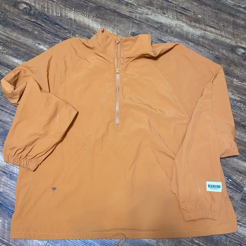 Diamond Supply‎ Mens Orange 1/2 Zip Windbreaker Jacket NEW XL